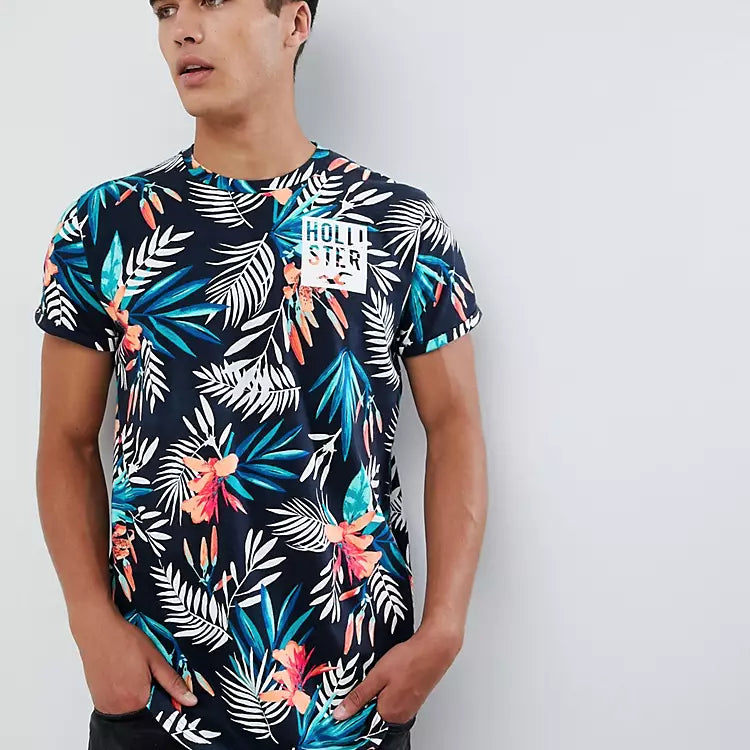A young man with Hawaiian t-shirt