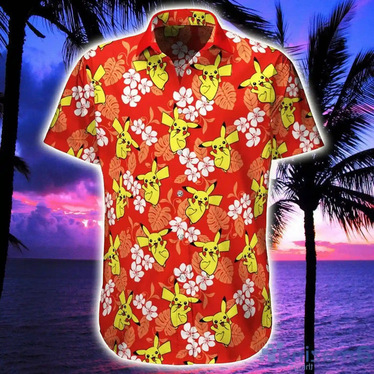 pikachu printed stylish Pokemon Hawaiian shirt