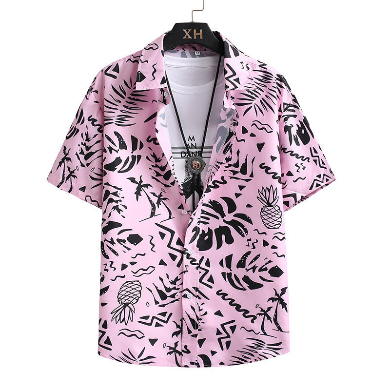 Men's Hawaiian Beach Shirt Suit Printed Loose Color