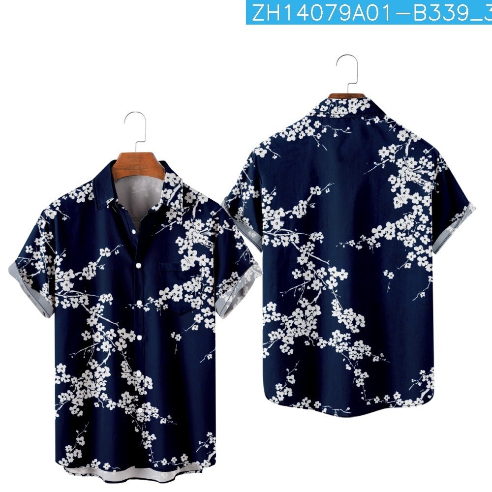 Casual Hawaiian Digital Print Short Sleeve Shirt