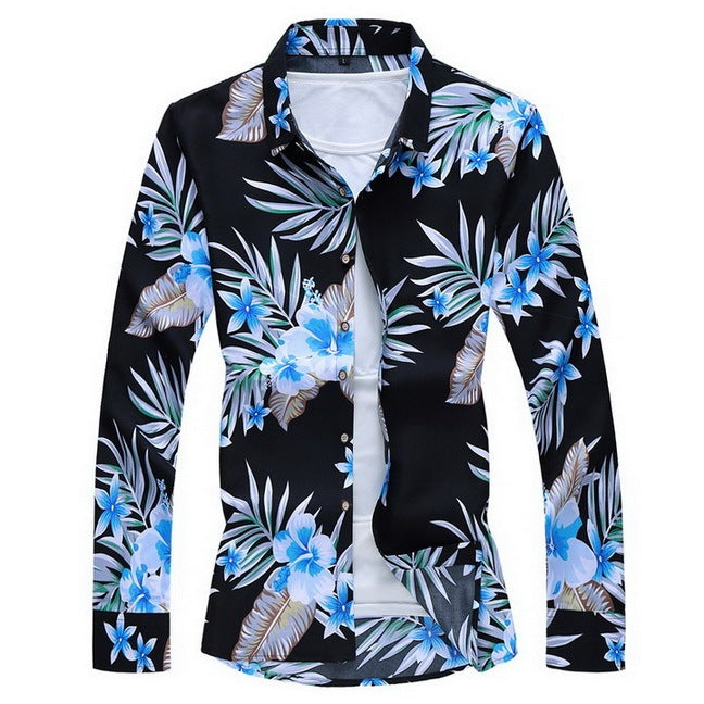 Floral Fashion All Year Round: Men's Long Sleeve Shirts (Distinctive Floral Designs). Elevate your wardrobe with our collection of unique floral prints on comfortable long-sleeve shirts. 