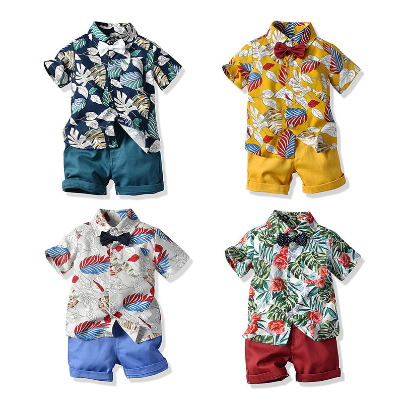 Boys' Summer Friendly Colorful Beach Shirt Pant Set