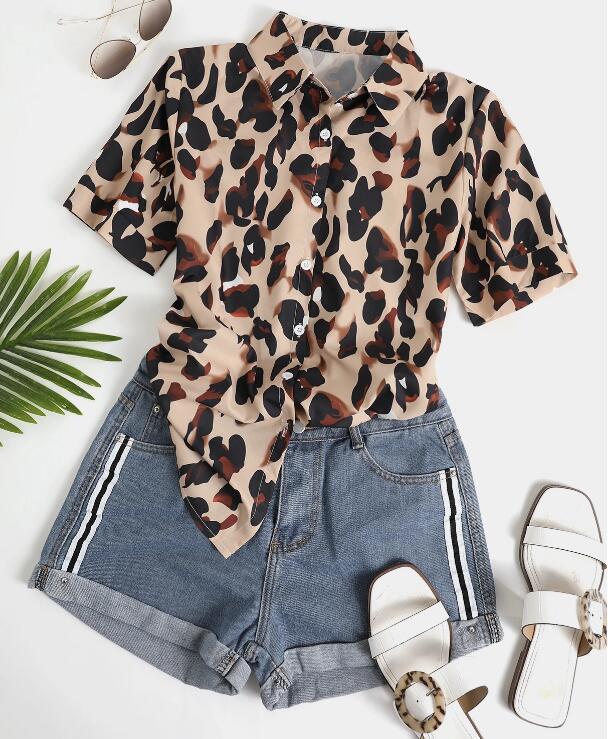 Island Escape in Spots: Channel your wild side with a relaxed-fit Hawaiian shirt in an earthy leopard print