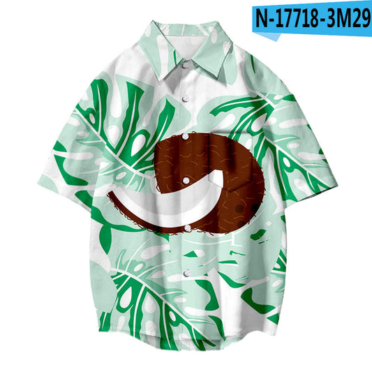 Boys Hawaii's Trees Leaf Printed Funny Beach Shirt