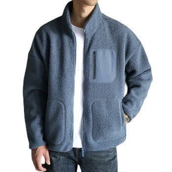 Winter Warm Plus Velvet Padded Cotton jacket in blue, front view