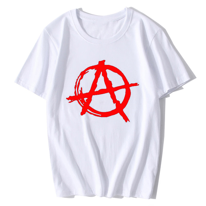 white color red printed Punk Rock Bedlam Evil T-Shirt