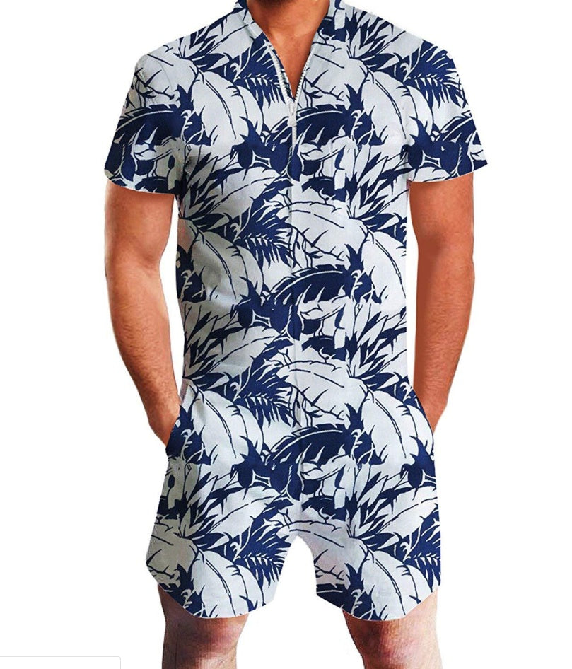 Summer short-sleeve jumpsuit Hawaiian Feather