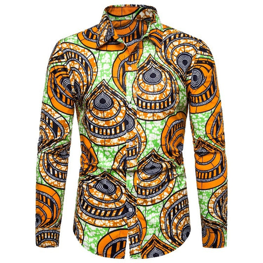 Stand Out From The Crowd: Men's Long Sleeve Shirt (Eye-Catching Design). Make a statement with a bold and unique design on this comfortable long-sleeve shirt. 
