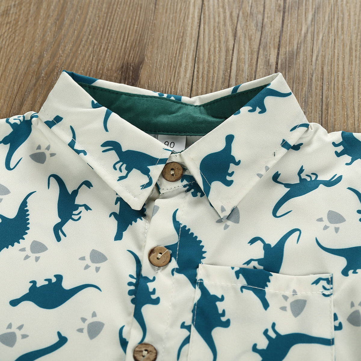 Boys' Dinosaur Print Summer Hawaiian Outfit: Shirt And Pants