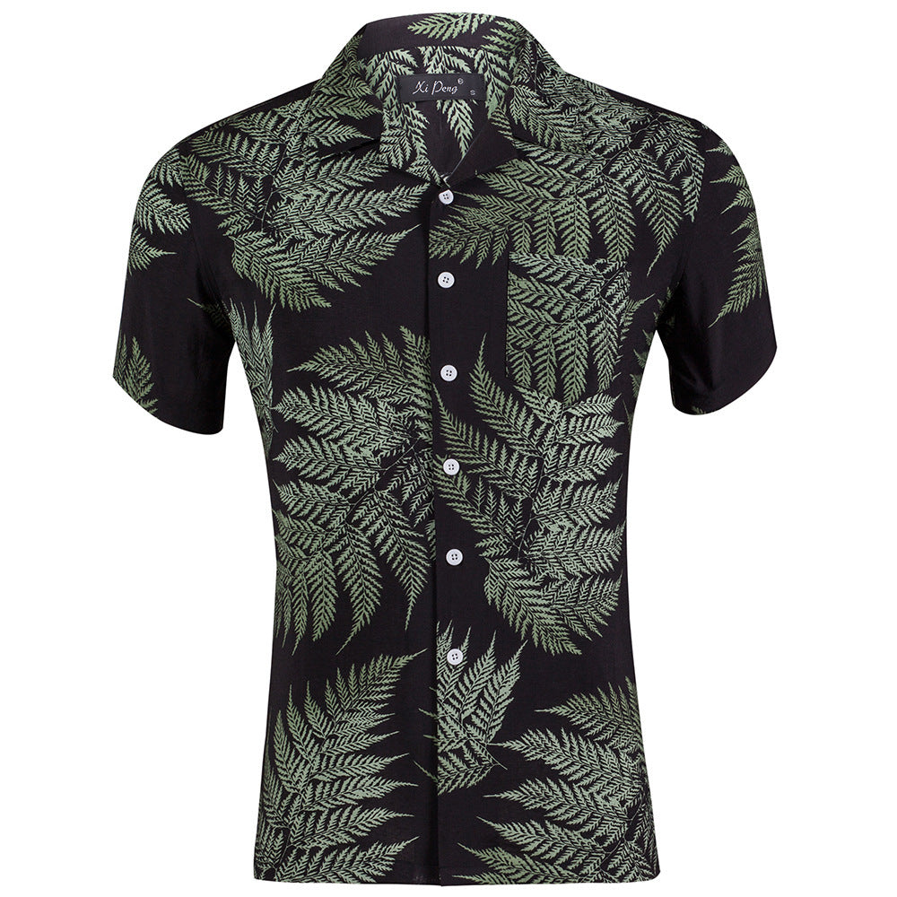 Men's Suit Collar Hawaiian Shirt Poplin Cloth Wide Shoulder Plus Size Beach Shirt