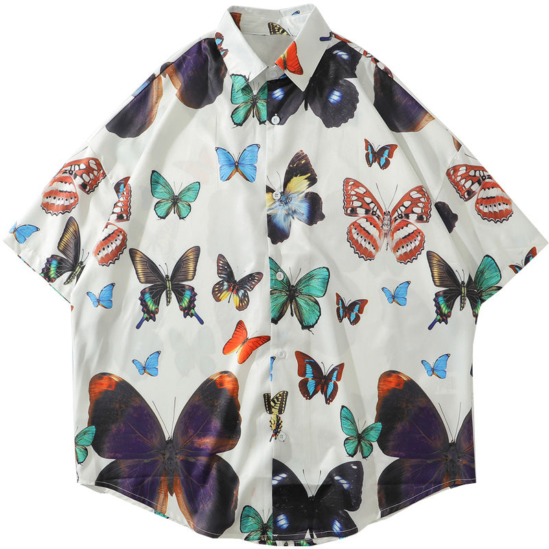 Relaxed-fit, short-sleeve shirt featuring a butterfly design.