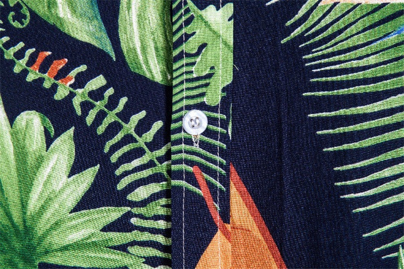 Beach Print Men's Short-sleeved Shirt Hawaiian Short-sleeved Shirt