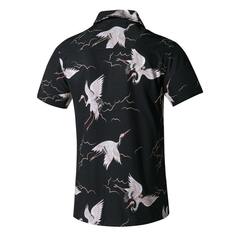 Korean Style Printed Loose Hawaiian Leisure Shirt