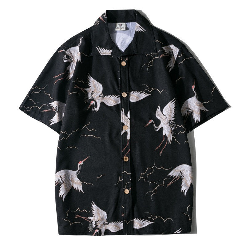 Korean Style Printed Loose Hawaiian Leisure Shirt