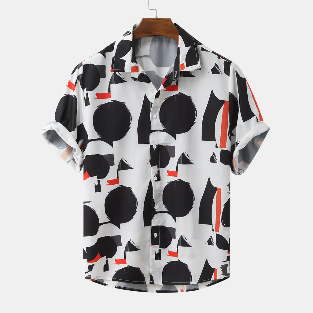 Printed Summer Shirts Streetwear Ethnic Style Mens Blouse