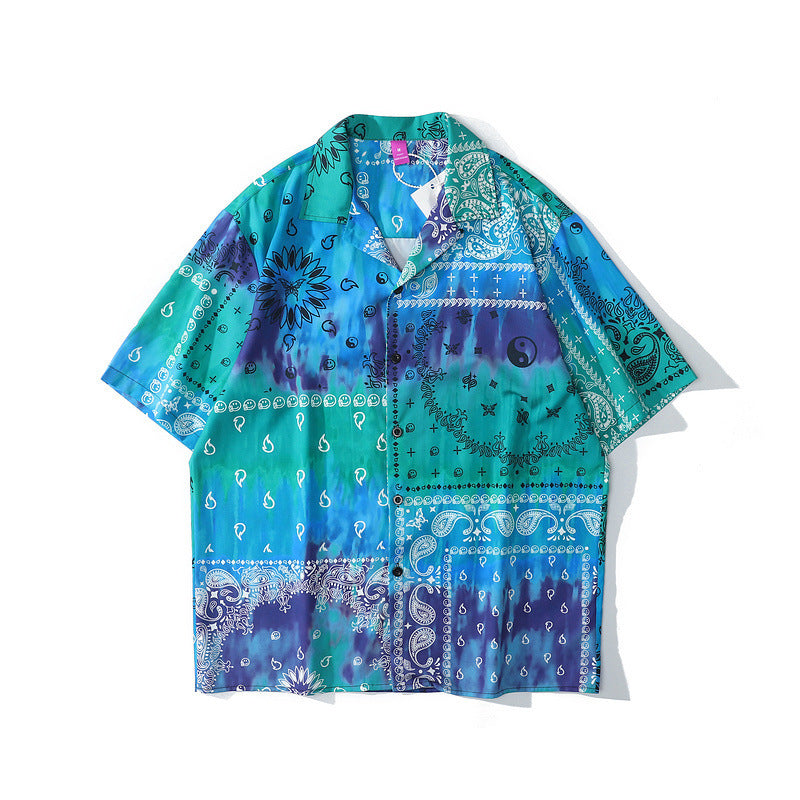 Hawaiian Cuban Collar Loose Short Sleeve Shirt Men