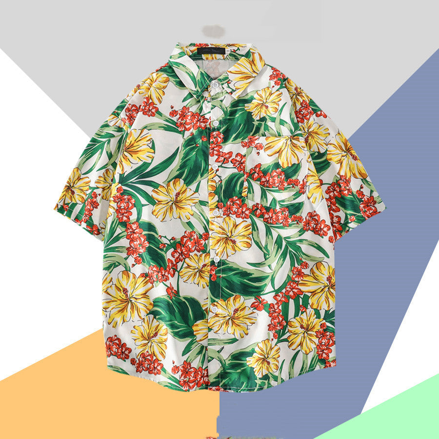 Super Fire Hawaiian Beach Flower Shirt