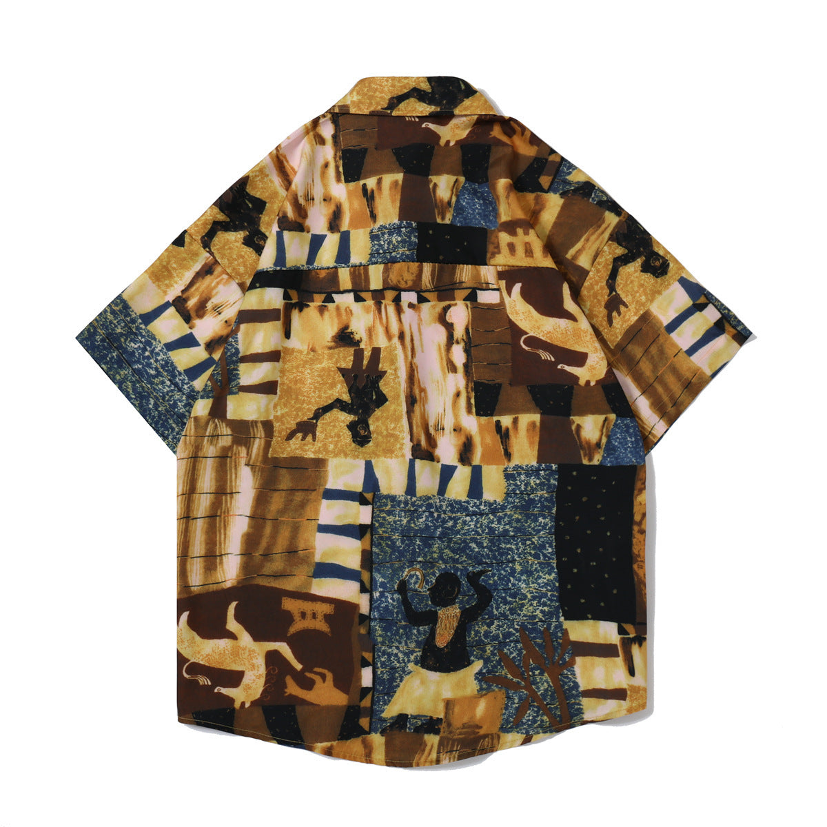 Boy's Egyptian Ethnic Pattern Printed Hawaiian Beach Shirt