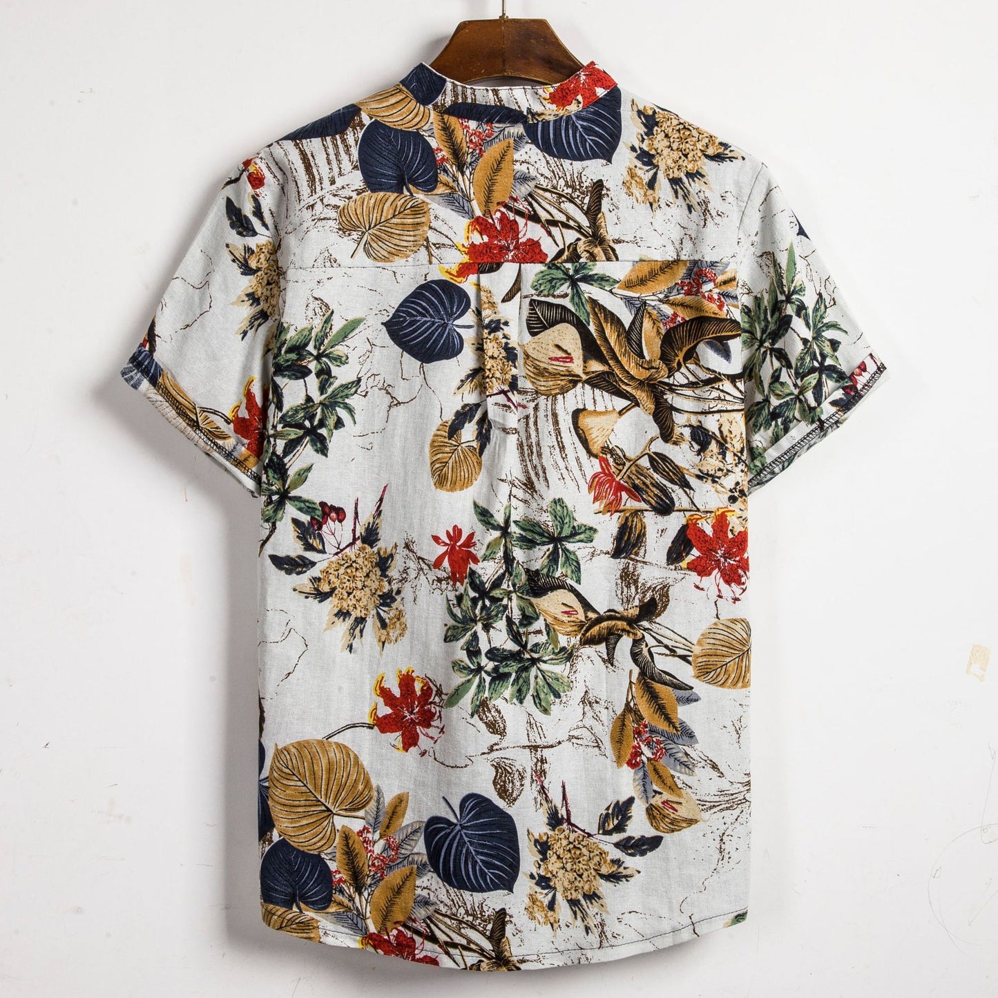Slim contrast color printing floral funky shirt for men