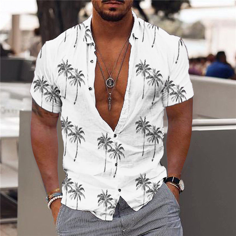 Summer Beach Shirt Hawaiian Style Print