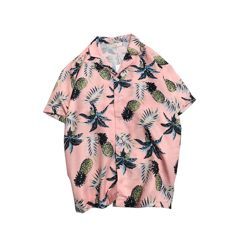 Hawaii Style Full Printing Turn-down Collar Men's Shirt Short Sleeve Summer Casual Shirts Men