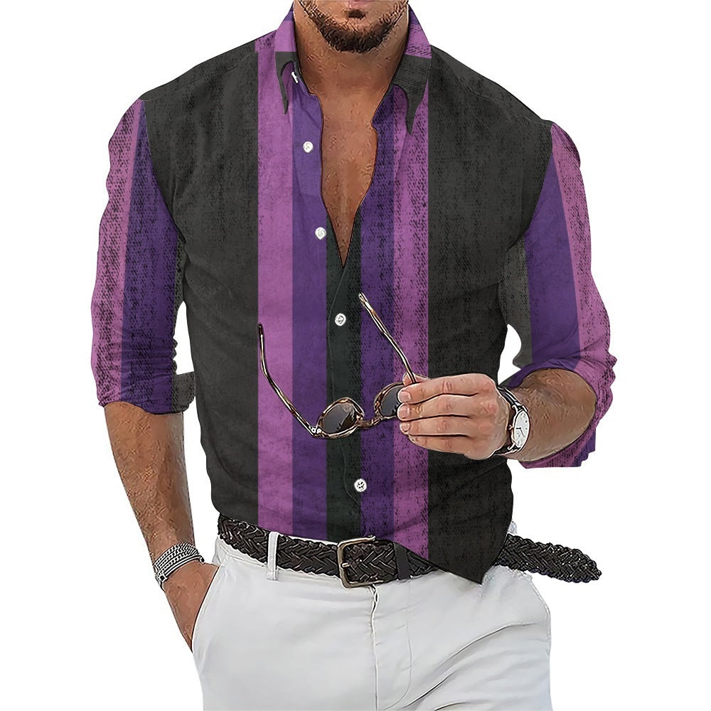 Men's Long Sleeve Shirt Striped Print