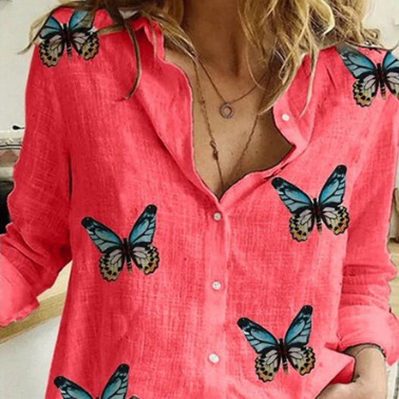 Island vibes take flight: Spread your wings in style with a butterfly print Hawaiian shirt.