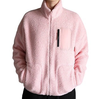 Pink padded cotton jacket with warm velvet lining