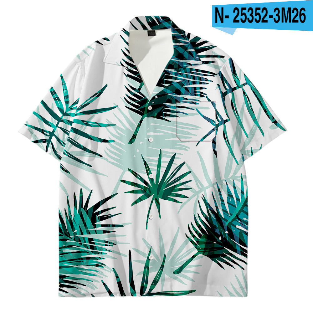 Boys Hawaii's Trees Leaf Printed Funny Beach Shirt