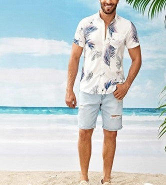 Summer Vacation Beach Short Sleeve Men's Printed Hawaiian Shirt