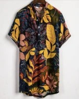 Slim fit men's shirt adorned with contrast color printing and funky floral design