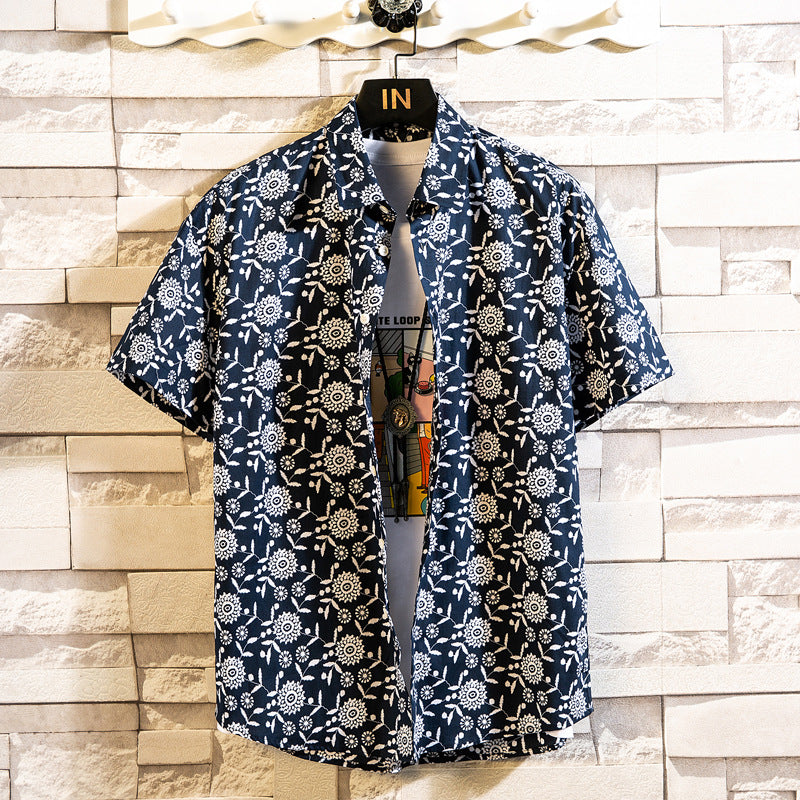 Colorful short sleeve shirt for men adorned with casual floral design