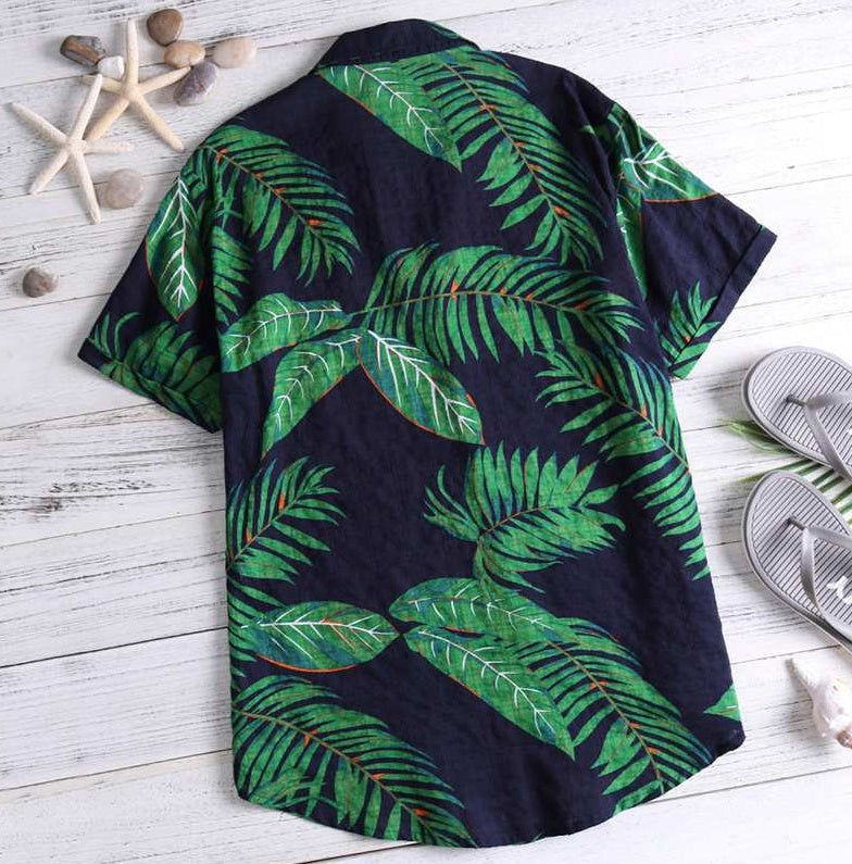 Cross-border foreign trade AliExpress EBYA hot sale Hawaiian style cotton leisure beach holiday printing male shirt male