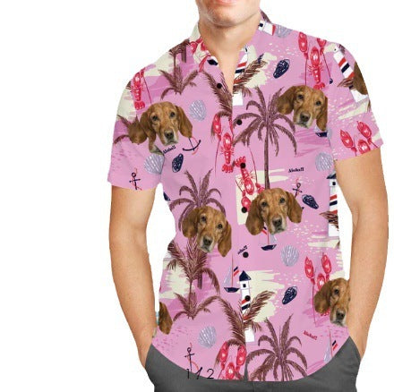 Customized Photo Printed Hawaiian Short Sleeved Casual Shirt