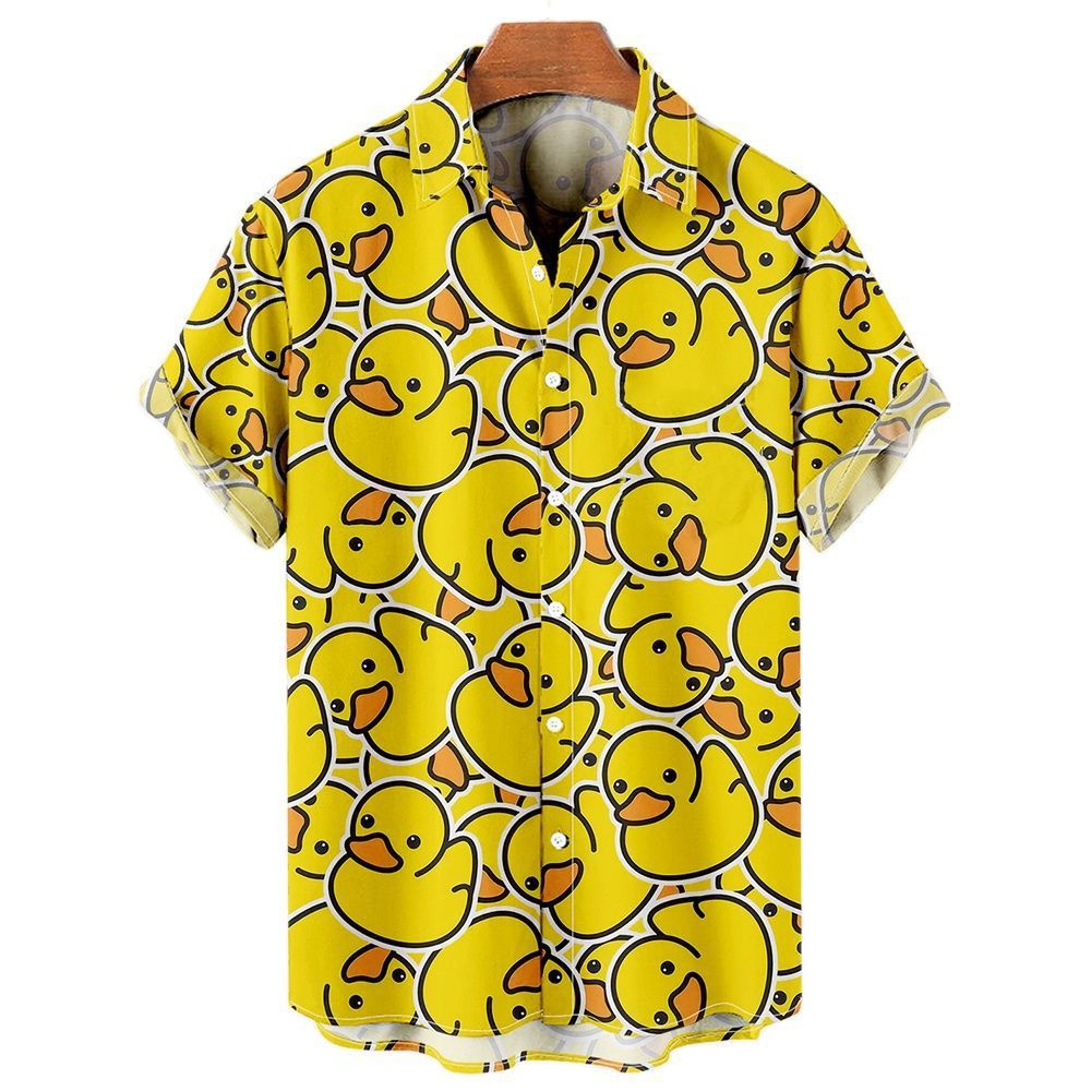 Men's Hawaiian Shirt Small Yellow Duck Shirt