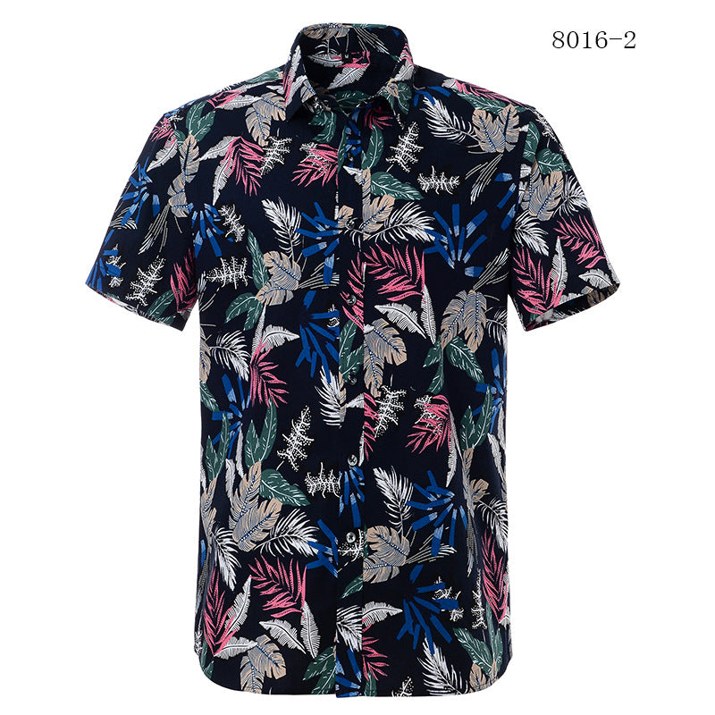 Men's beach shirt with tropical leaf sleeves