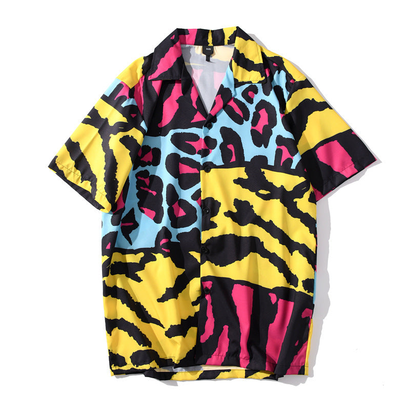 Women's Colorful Short Sleeve Hawaiian Beach Shirt – vibrant and chic for sunny days by the shore.