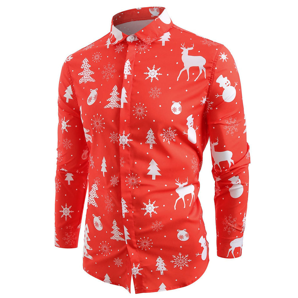 Festive Comfort All Season Long (Long Sleeves): Men's Christmas Theme Long Sleeve Shirt. Celebrate the holidays in comfort with a festive, solid-color long-sleeve shirt, perfect for the entire season.