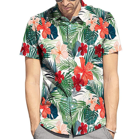 Hawaiian Tropical Print Short Sleeve Shirt