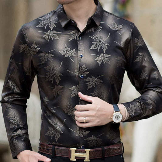 Printed Men's Casual Long Sleeve Shirt