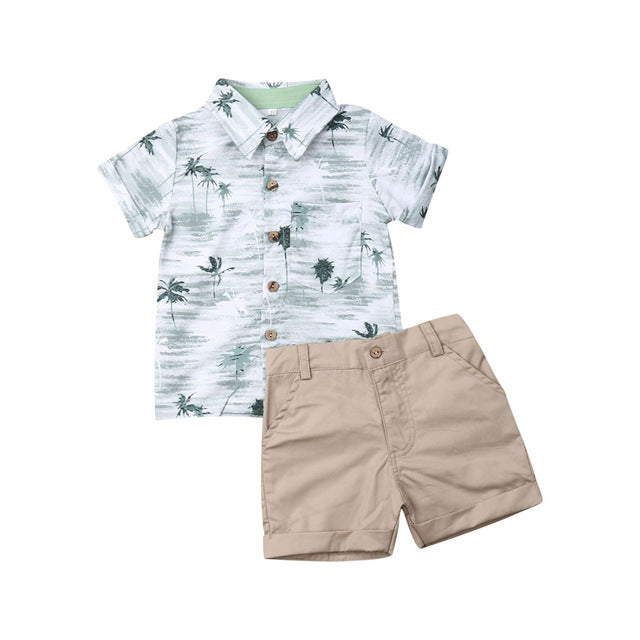 Boy's Hawaiian Style Bicycle Printed Short Sleeve Beach Shirt