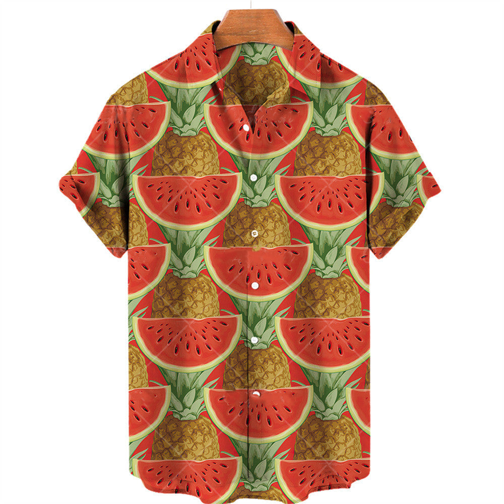 Summer Casual Fruit Print Hawaiian Shirt For Men