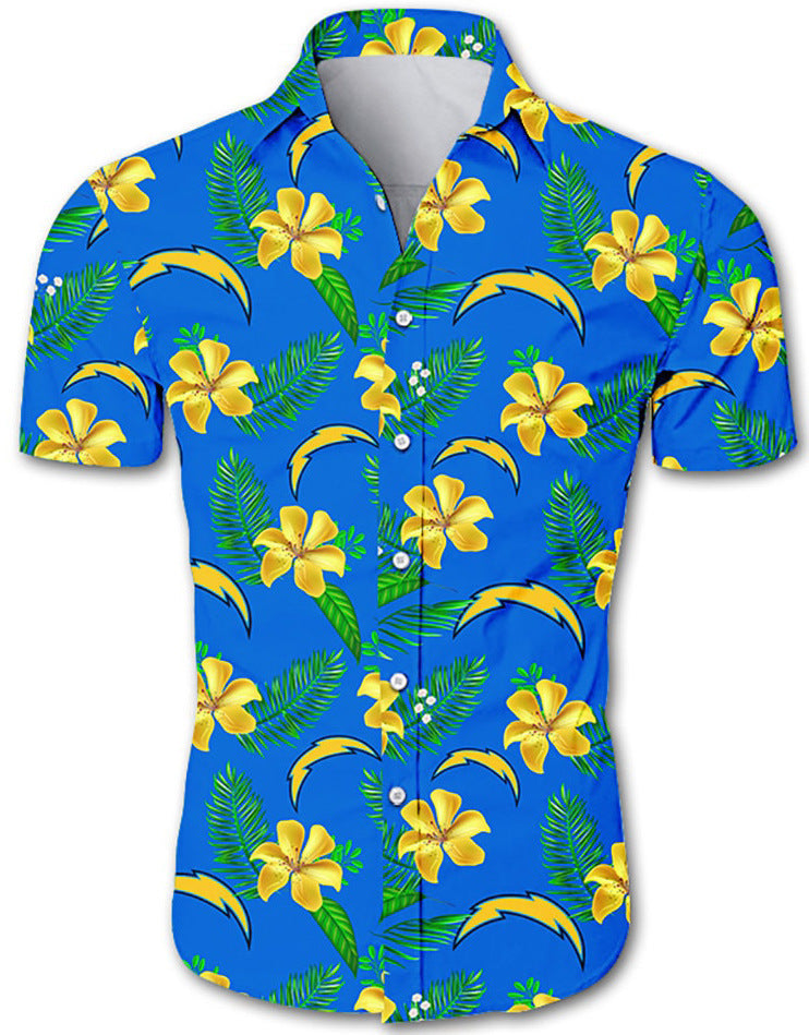 Floral Hawaiian Lapel Casual Sports Loose Short Sleeve Cardigan Printed Shirt