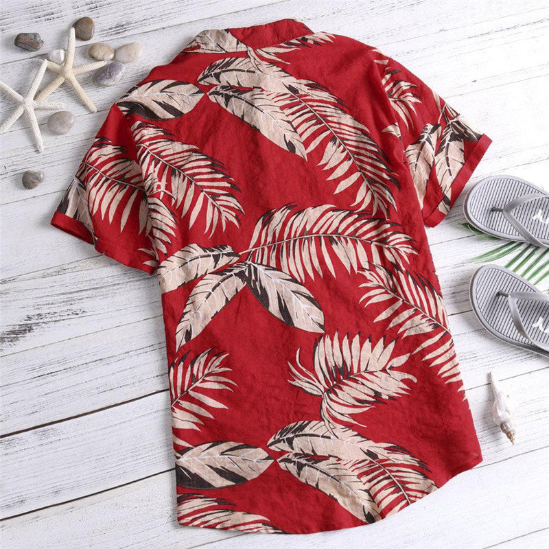 Hawaiian style casual beach vacation printed men's shirt