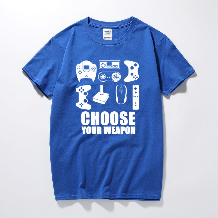Blue color game controller t shirt