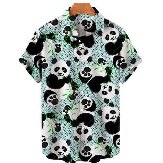 Men's Panda Print Hawaiian Shirt