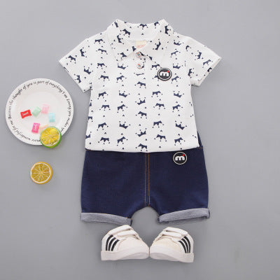 Half-Sleeve Suit Shirt & Shorts Set with Shoes