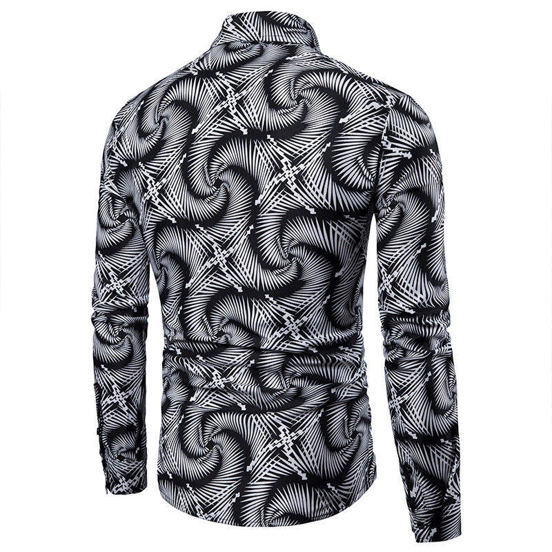 Level Up Your Casual Look: Men's Slim Fit Long Sleeve Shirt (Printed). Elevate your everyday style with a printed design and a flattering slim fit.