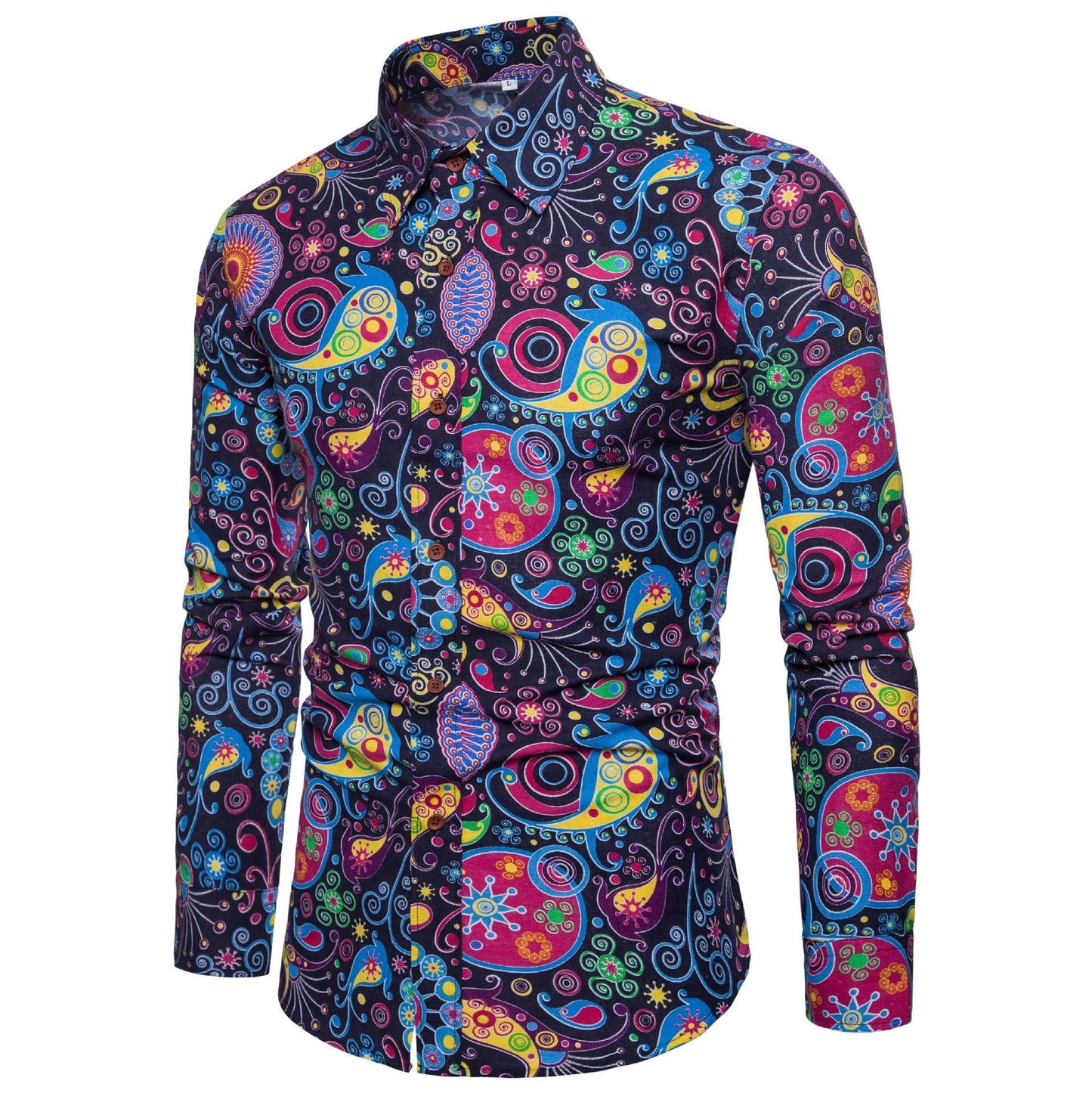 Casual Comfort, Bold Style: Men's Long Sleeve Shirt (Fashionable Prints). Stay comfortable and stand out with a variety of eye-catching prints in our long-sleeve shirts