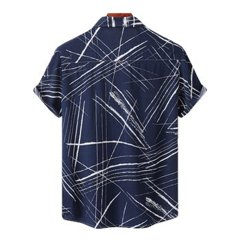 Casual short sleeve shirt for men with Hawaiian style all over check print